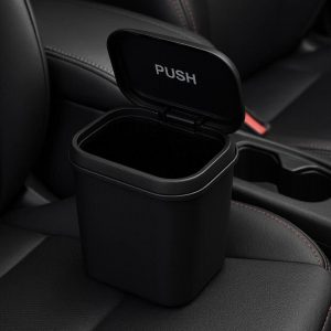 Car Console Trash Can with Flip Open Lid